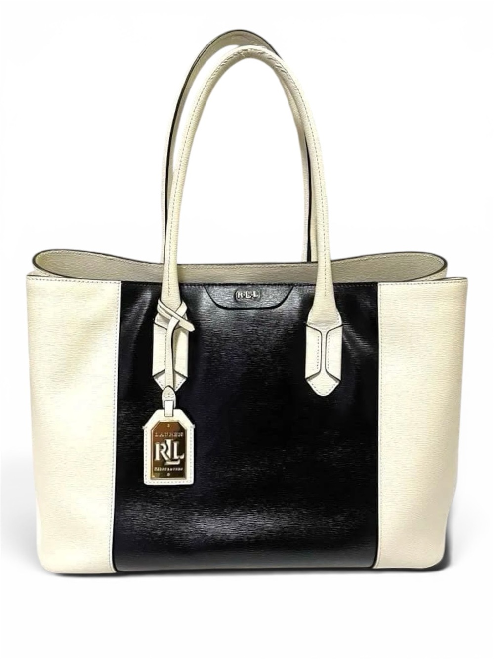 Ralph Lauren Two-Tone Black and White Leather Tote